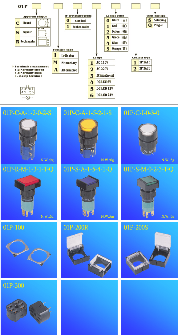 16mm-dia. Illuminated switch